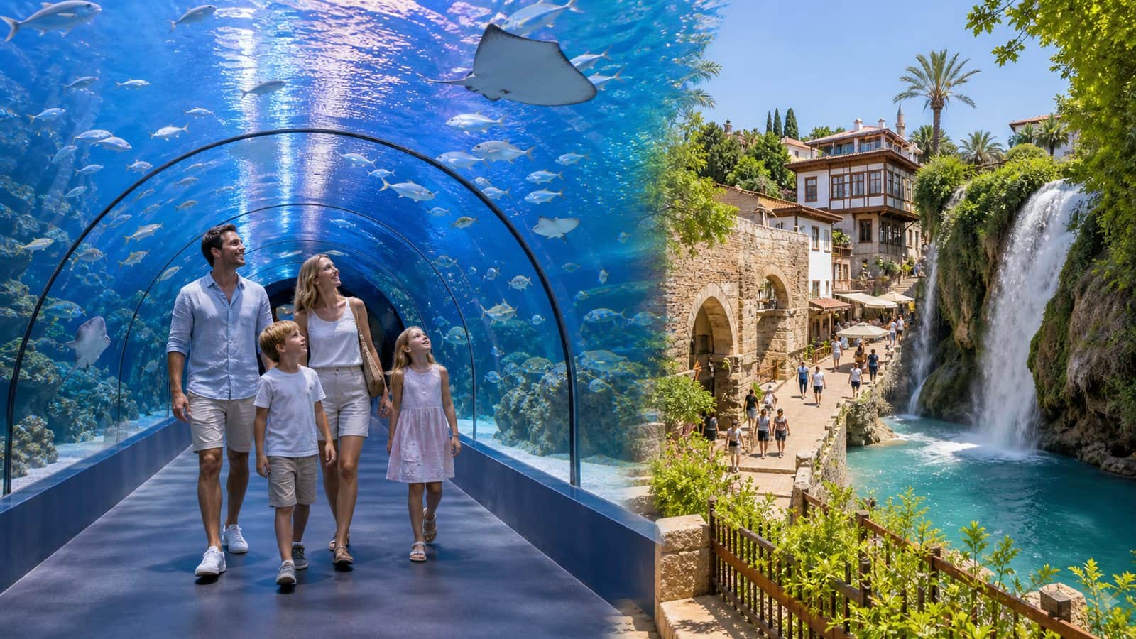 Antalya Aquarium, Kaleici & Waterfall Tour